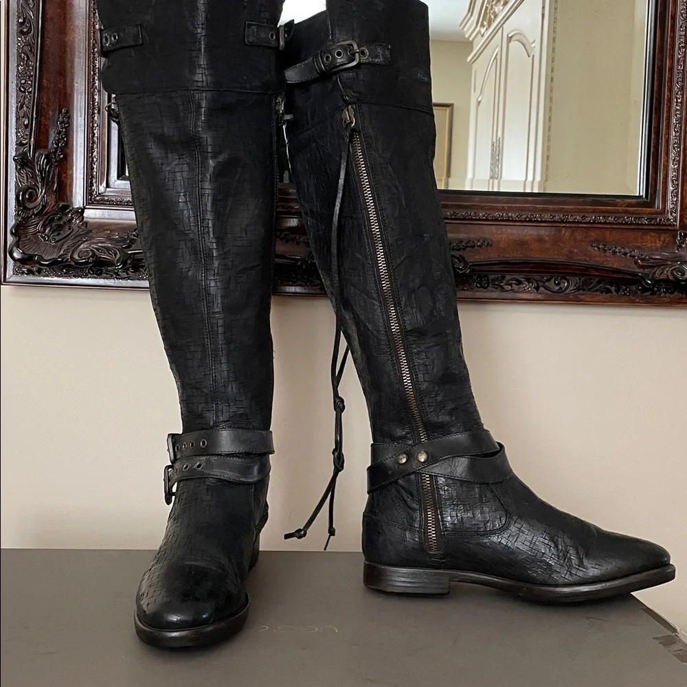 VINTAGE UGG Collection Tall NICOLETTA WEAVE leather over the knee boot 8 NIB